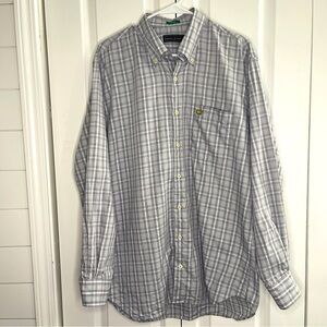 Clubhouse Collection Masters Size Large White Window Pane Button Down Cotton Men